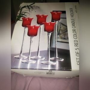 Set of 5 red candle holders early 2000's